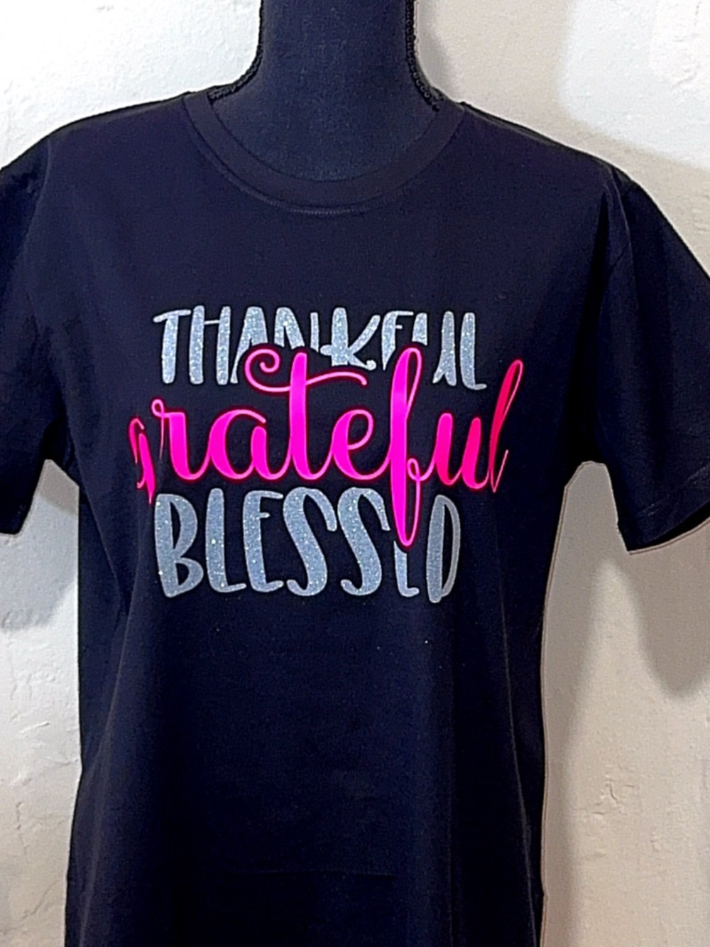 Women’s "Thankful Grateful Blessed" Graphic Tee - Black